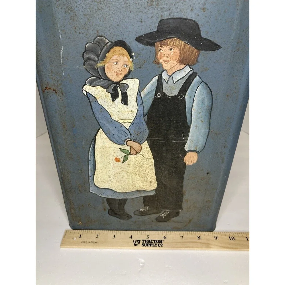 Tin Berry Bucket Pail w/ Lid Farmhouse Country Cottagecore Hand Painted